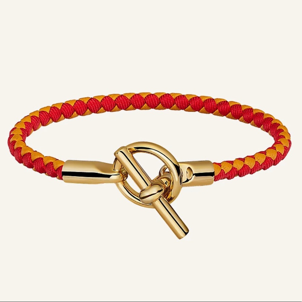 Glenan Bracelet in jaune ambre/rouge coquelicot gold hardware permabrass